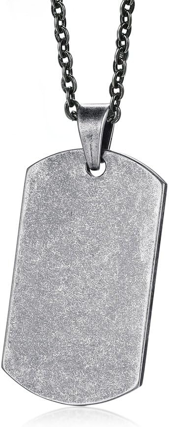 VNOXFree Engraving Vintage Stainless Steel Dog Tag Army Pendant Necklace for Men Boy