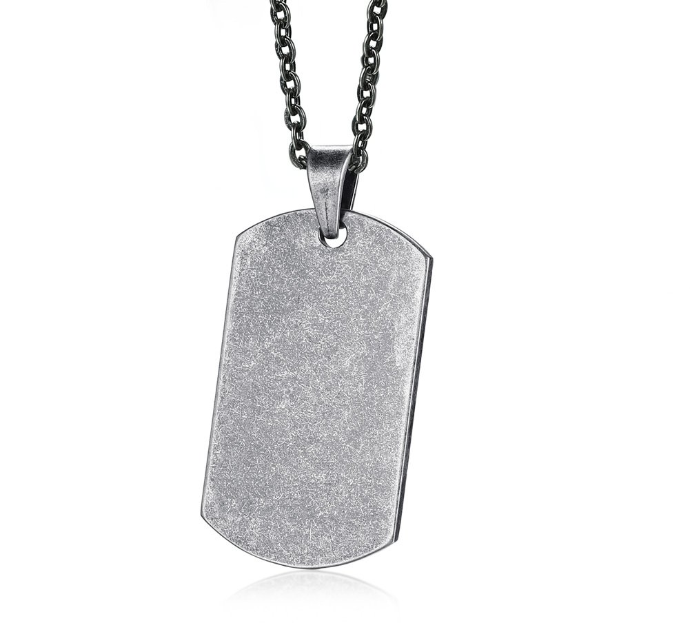 VNOXFree Engraving Vintage Stainless Steel Dog Tag Army Pendant Necklace for Men Boy