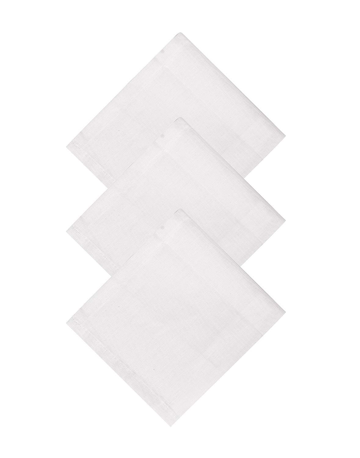 malvina Unisex 100% Cotton Premium Collection Handkerchiefs - Pack of 3 (White -46X46 CM)-picture-44
