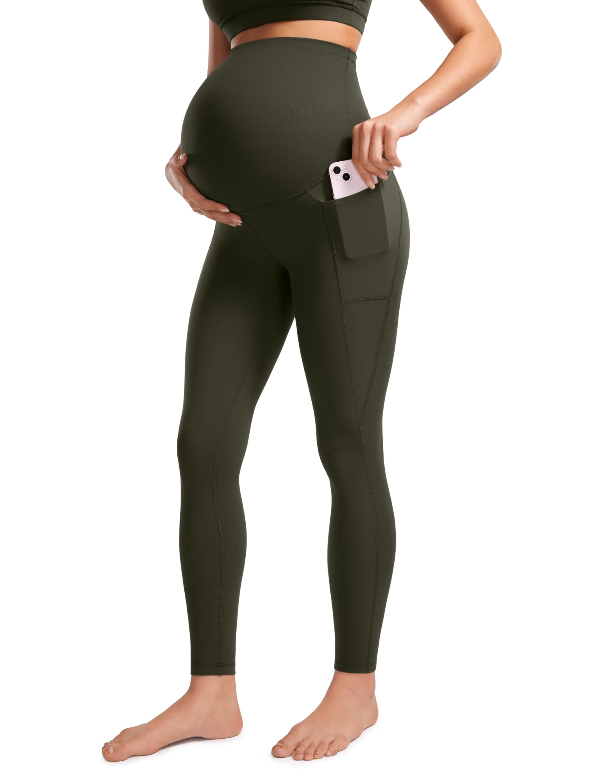 CRZ YOGA Butterluxe Leggings de Maternité avec Poches Yoga Grossesse Pantalonover - 71 cm