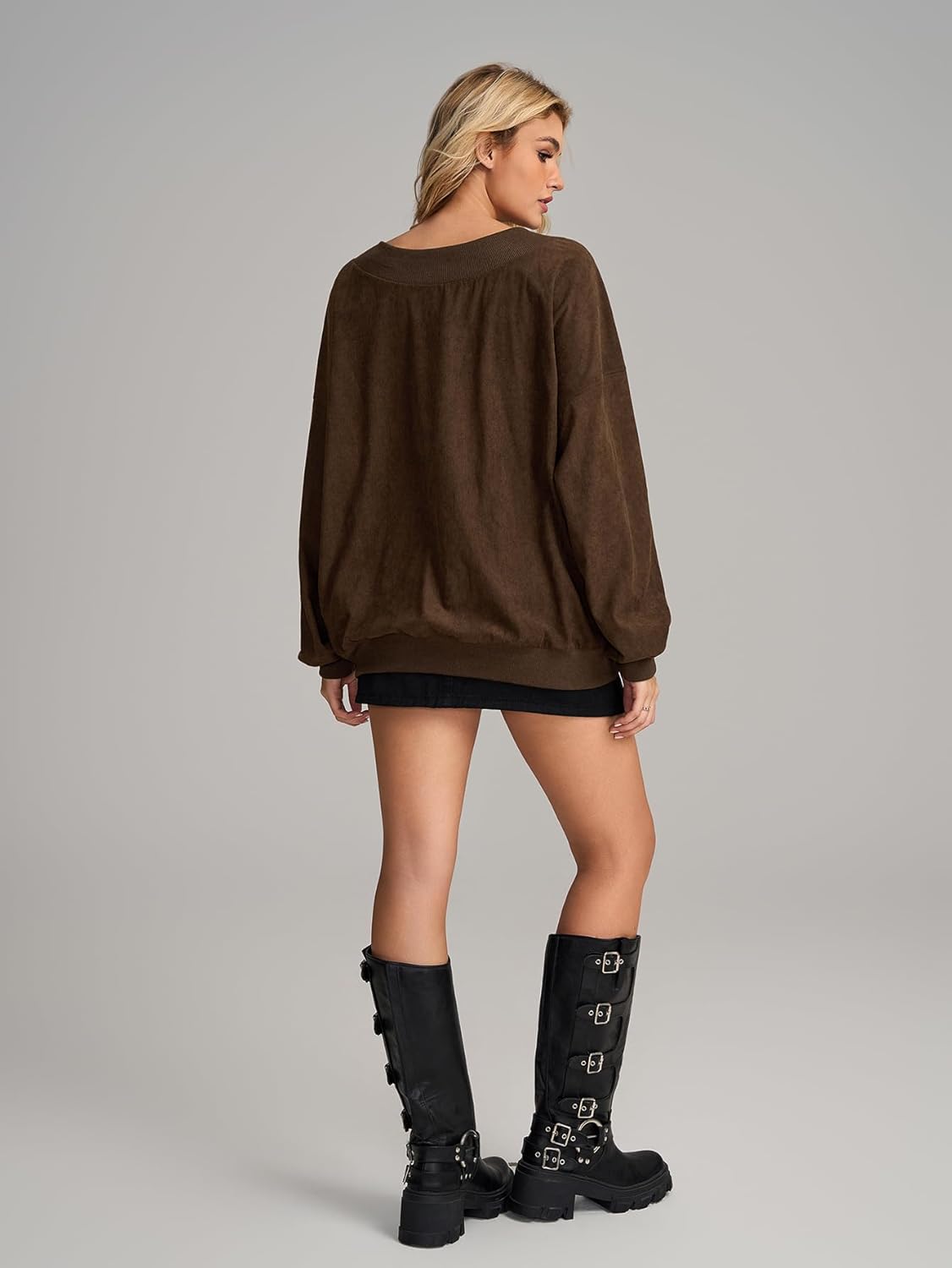 KUTUMAI Women Oversized Pullover Sweatshirts V Neck Fall Trendy Knit Cozy Sweater Top Winter Clothes Fashion Outfits - Image 4