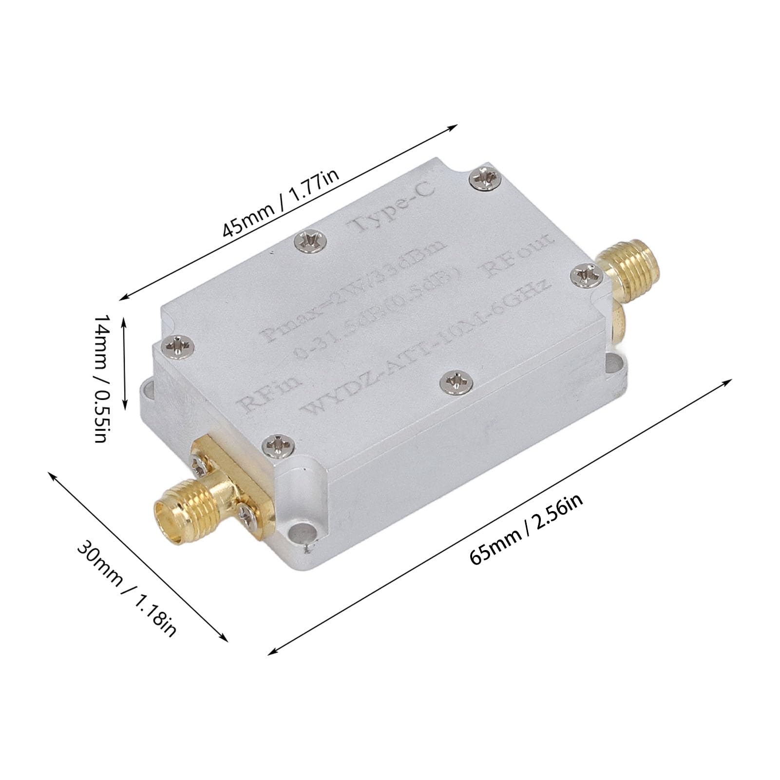 Jeanoko Digital Attenuator SMA Female 2w 0 31.5dB 0.5dB Step 33dBm Gain 10m 6GHZ CNC for Transmission