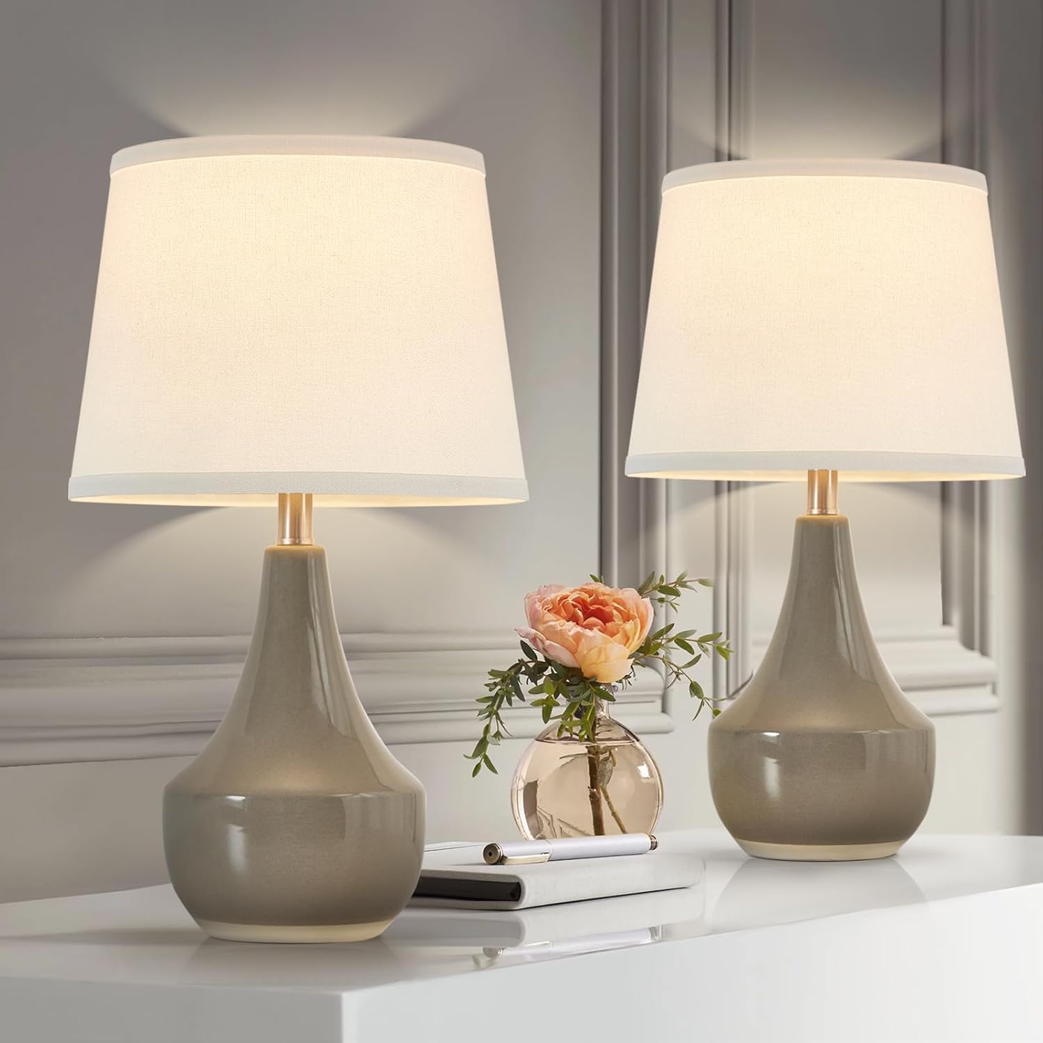 GyroVu Table Lamp Set of 2, Ceramic Table Lamp Classic Beside Lamps