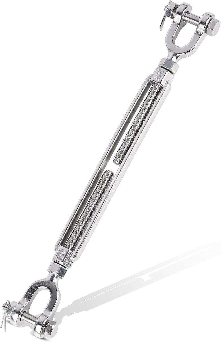 Turnbuckle 3/8 M10 304 Stainless Steel Turnbuckle, 3200 lbs Working Load Limit, Jaw and Jaw Turnbuckles for Cables Wire Tensioner, Turnbuckle for Shade Sail, Yard Zipline