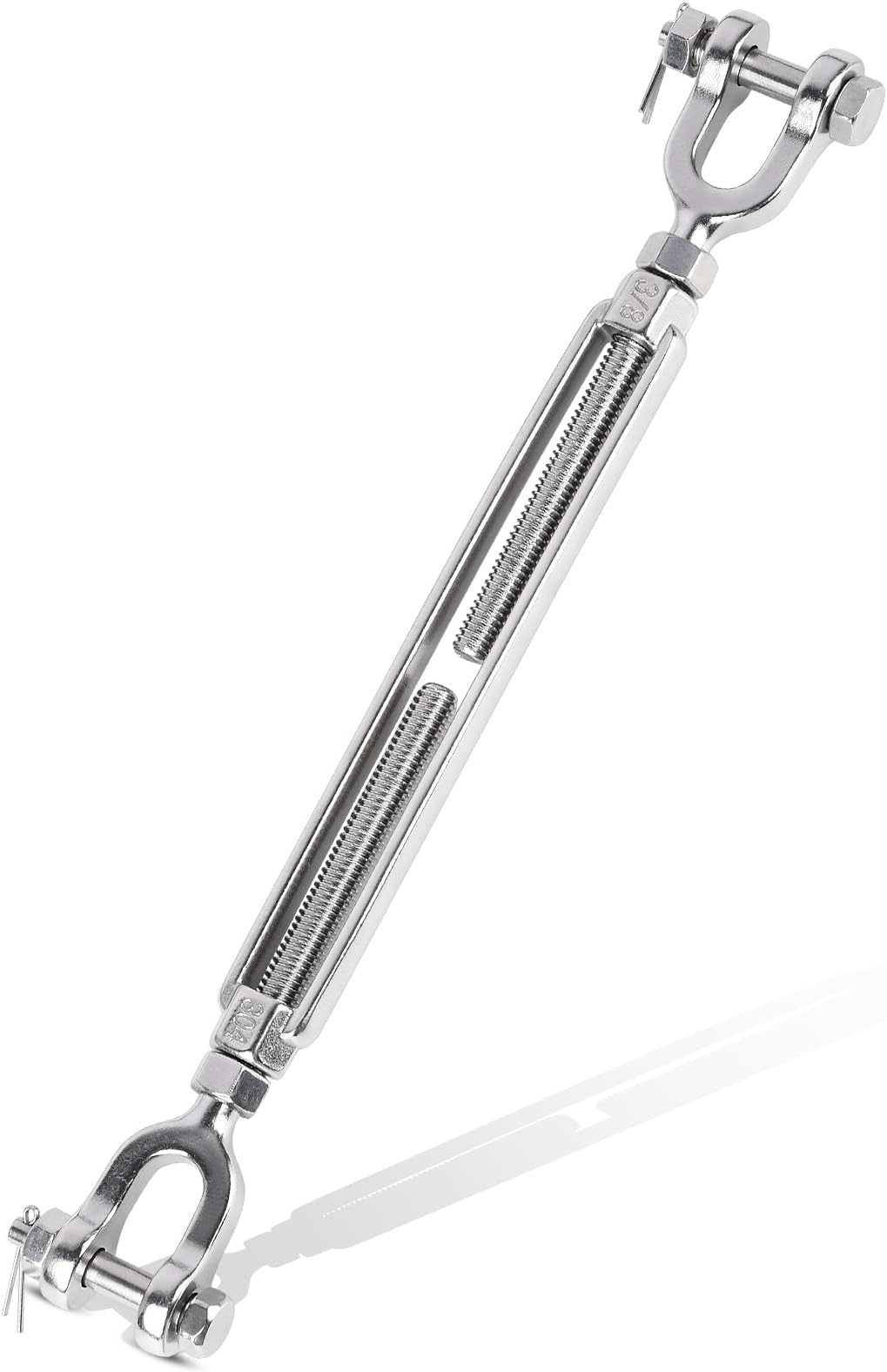 304 Stainless Steel Turnbuckle, M6 M8 M10 M12 Turnbuckle for Cables Wire 1/4 5/16 1/2 3/8 5/8, Jaw and Jaw Turnbuckles for Wire Tensioner, Shade Sail, Zipline