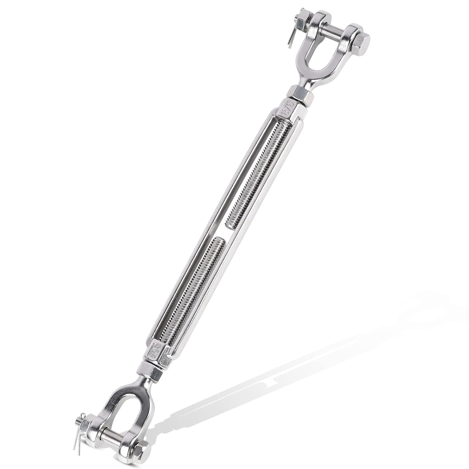 hannger Turnbuckle 3/8 M10 304 Stainless Steel Turnbuckle, 3200 lbs Working Load Limit, Jaw and Jaw Turnbuckles for Cables Wire Tensioner, Turnbuckle for Shade Sail, Yard Zipline