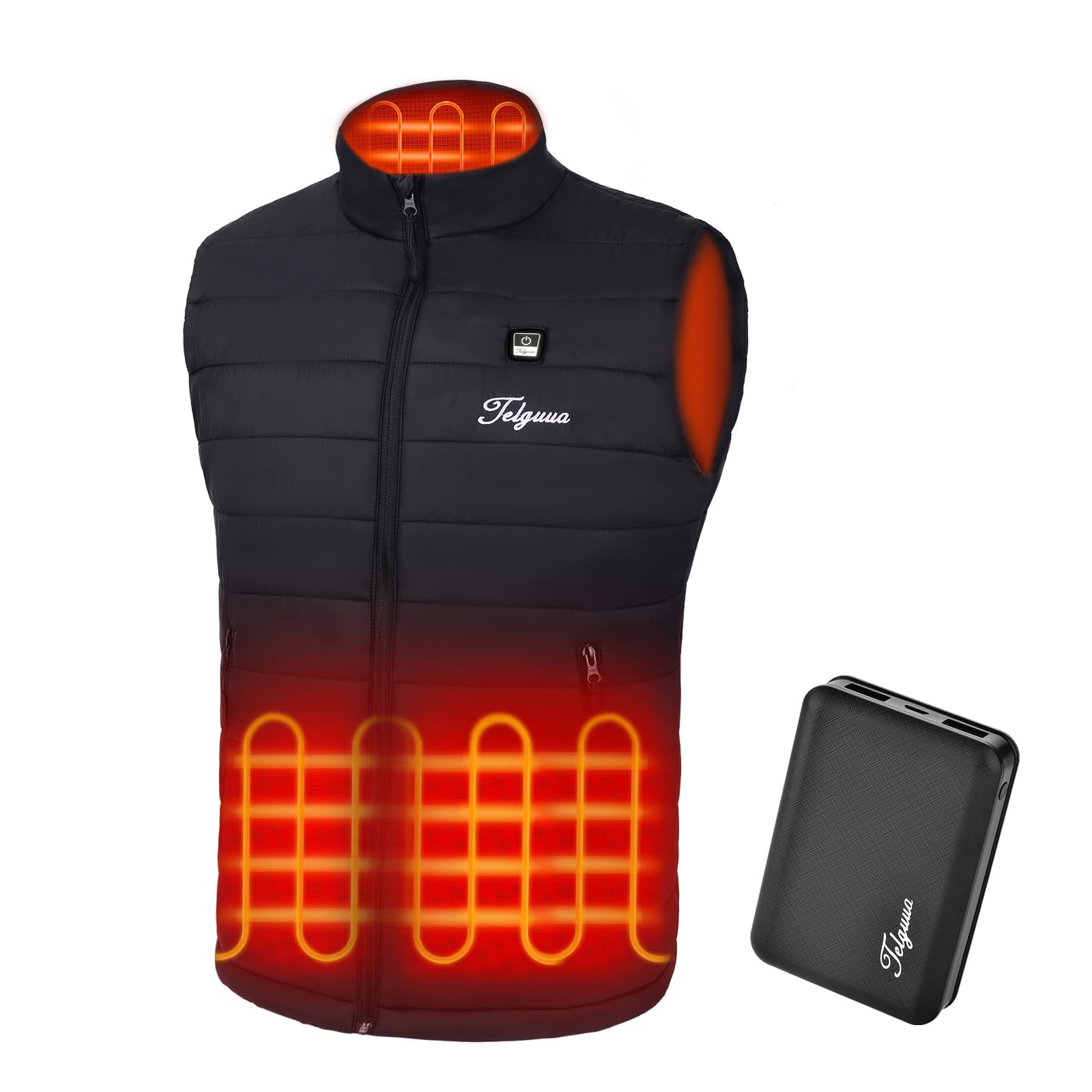 Telguua Giacche riscaldabili da uomo invernali giacca riscaldata elettrica carica cappotto riscaldante caldo ricaricabile e batteria da 14400 mAh per sci, moto, escursionismo