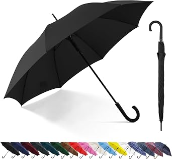 Large Stick Umbrella Windproof Automatic Open 50 Inch Umbrella with Hook Handle,Over Sized J Handle Umbrellas for Men and Women,Windproof Unbreakable Stick Rain Golf Umbrella