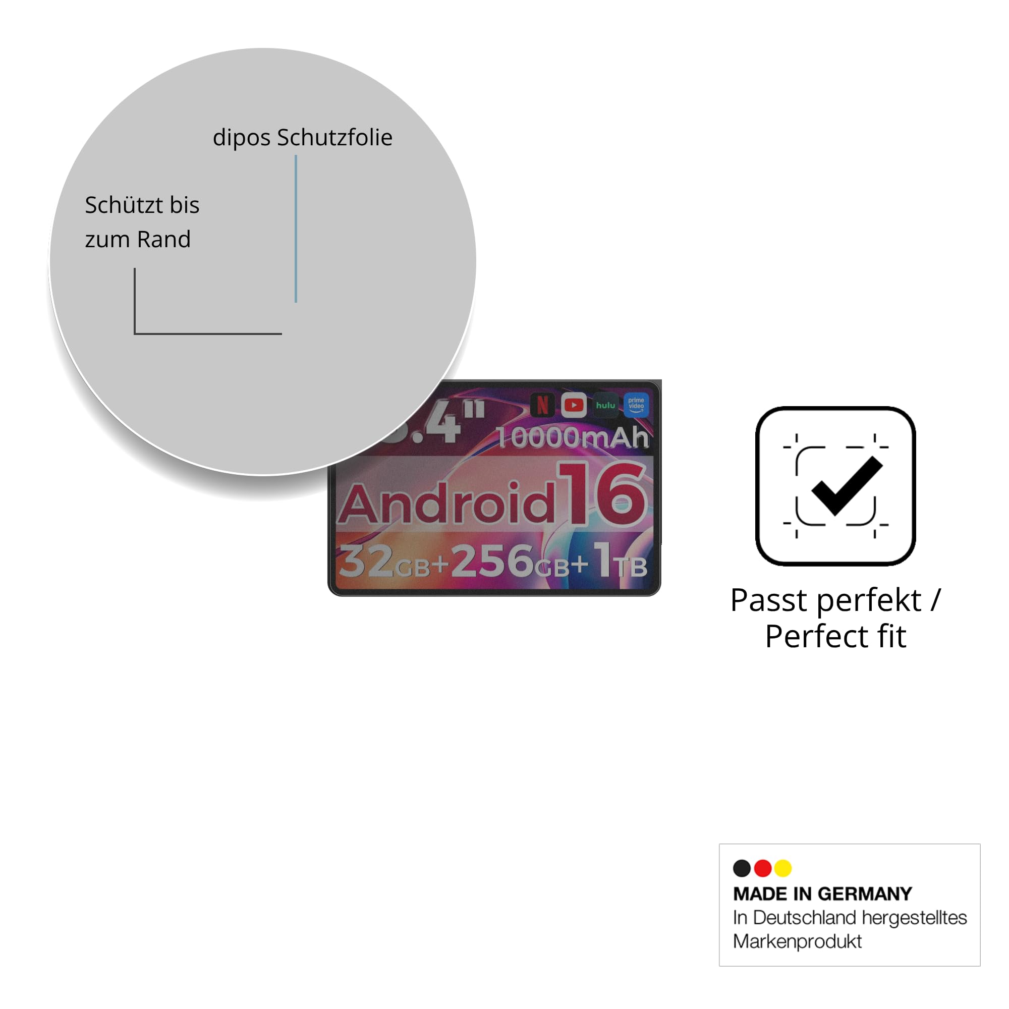 dipos Protector de Pantalla Antiespía para RebotAi AF13 | Película protectora mate, filtro de privacidad 4 vías, ajuste perfecto, antiarañazos, sin burbujas, autoadhesivo