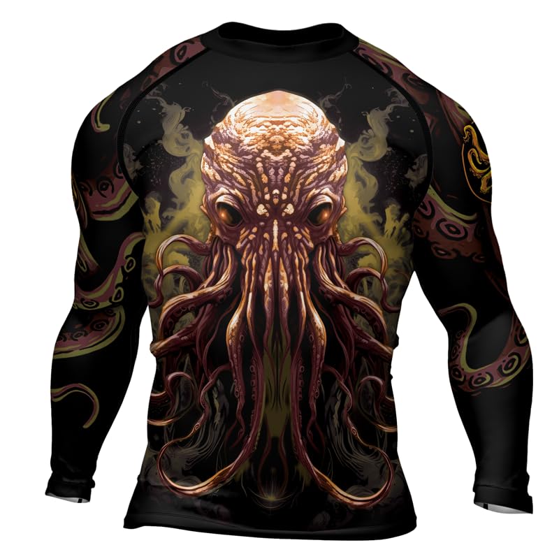 Octopus Long Sleeve Rash Guard Shirt for Men Compression Base Layer Jiu Jitsu MMA No-Gi BJJ Grappling 4-Way Stretch2