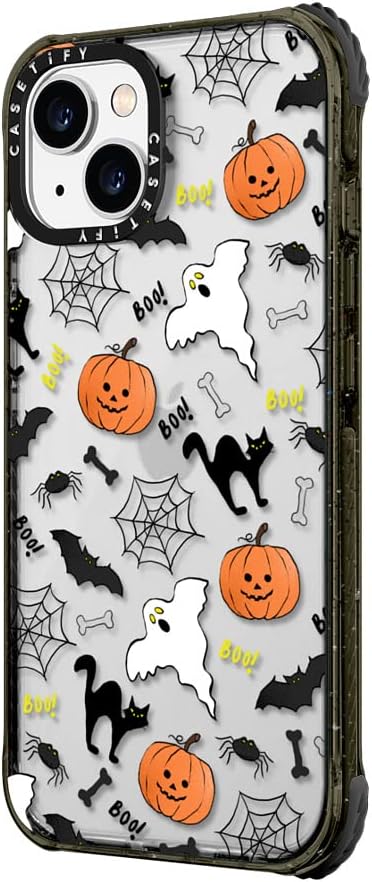 CASETiFY Ultra Impact iPhone 14 Case [5X Military Grade Drop Tested / 11.5ft Drop Protection] - Boo! its Halloween - Glossy Black