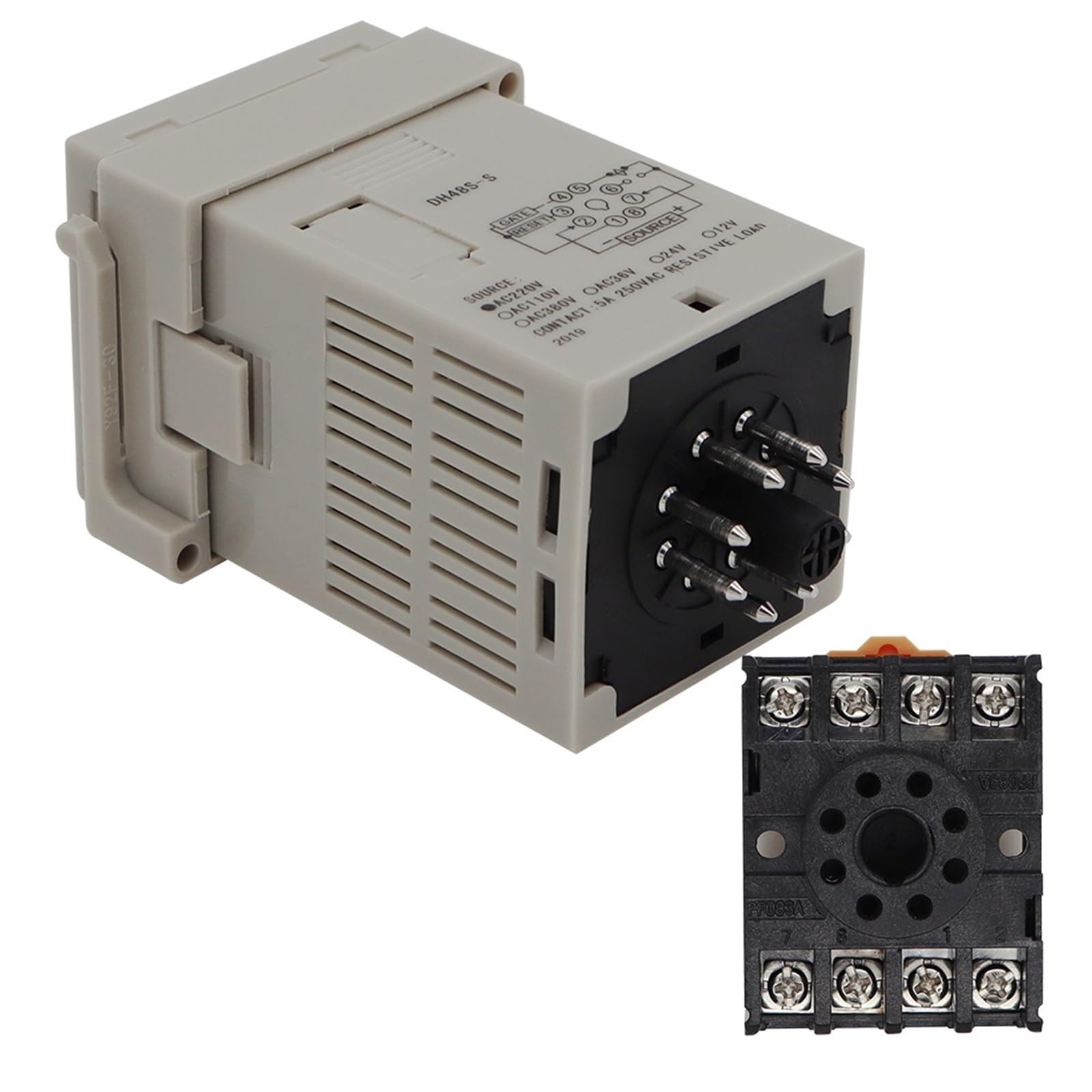 Temporizador de DH48S-S, pantalla LCD, Control de tiempo DC12V 24V AC220V, interruptor de tiempo 0,1 s-990h, ciclo de repetición, relé de tiempo SPDT, retardo programable(DC 12V)