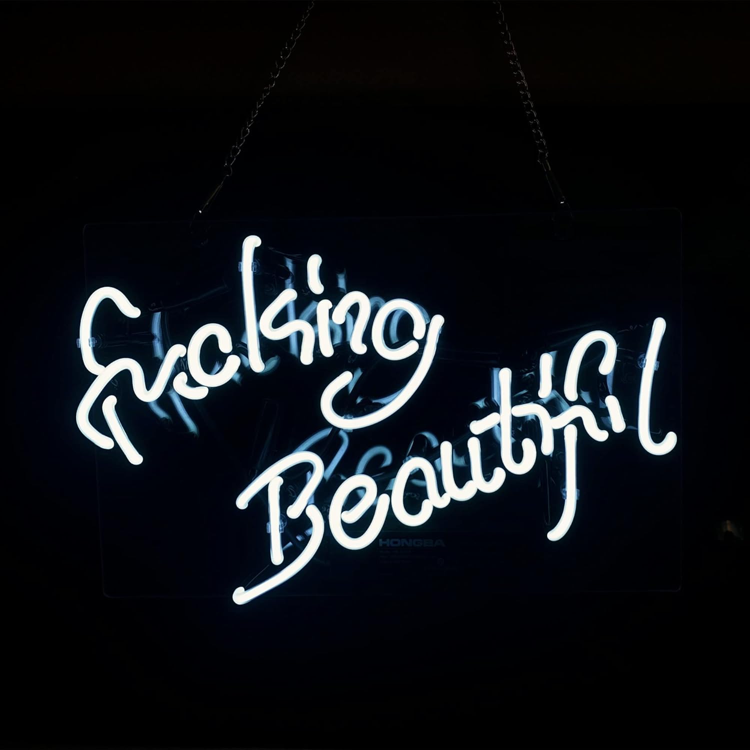 Neon Light Sign Neon Signs Real Glass Neon Sign Bar Signs Neon Lights for Bedroom Beer Bar Home Hanging Custom Neon Sign for Wall Decor Halloween Christmas Signs (White Fucking Beautiful 14x8 inch)