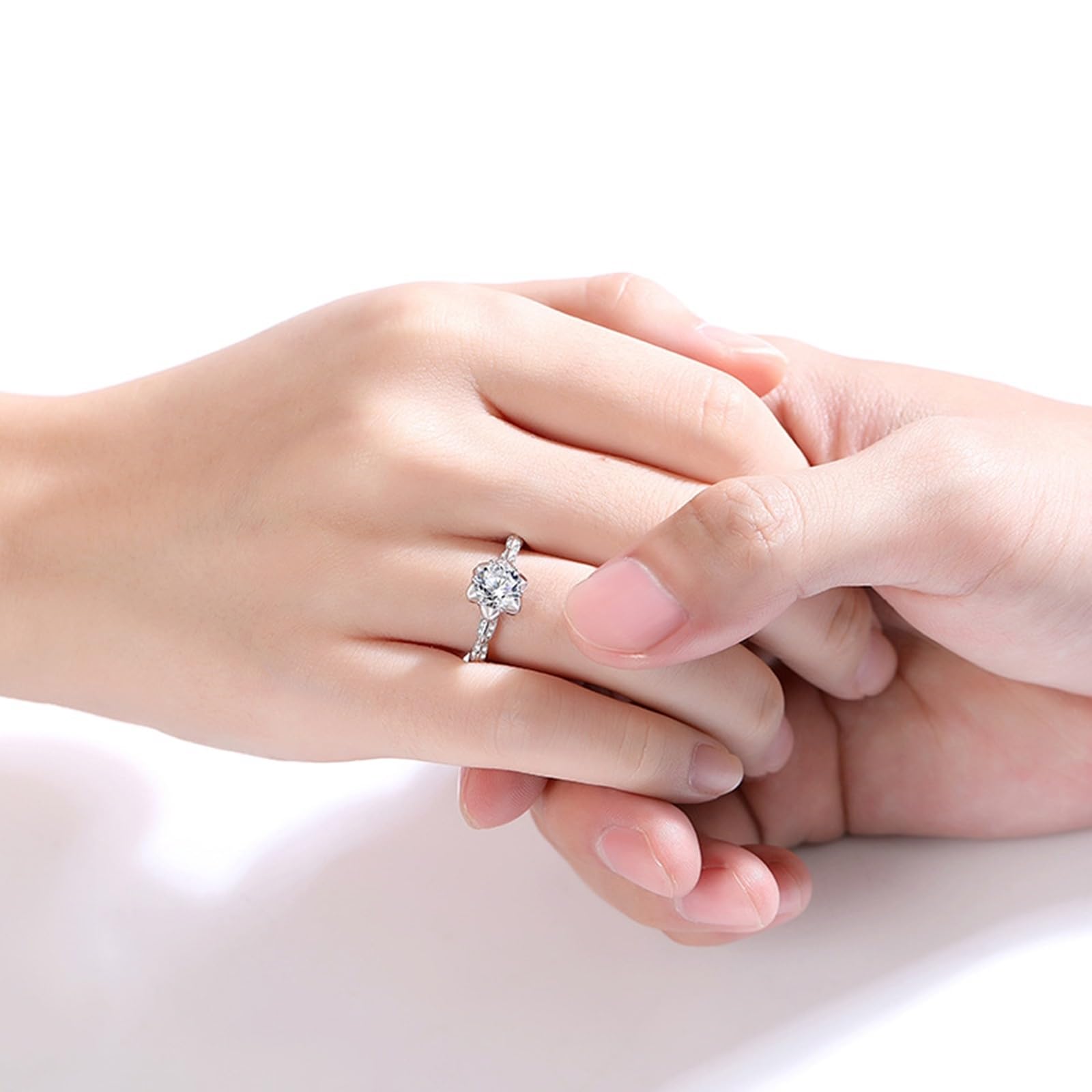 Anillo de mujer de oro blanco, anillos de boda elegantes con moissanite de 1 ct único anillo de boda de oro auténtico para mujeres