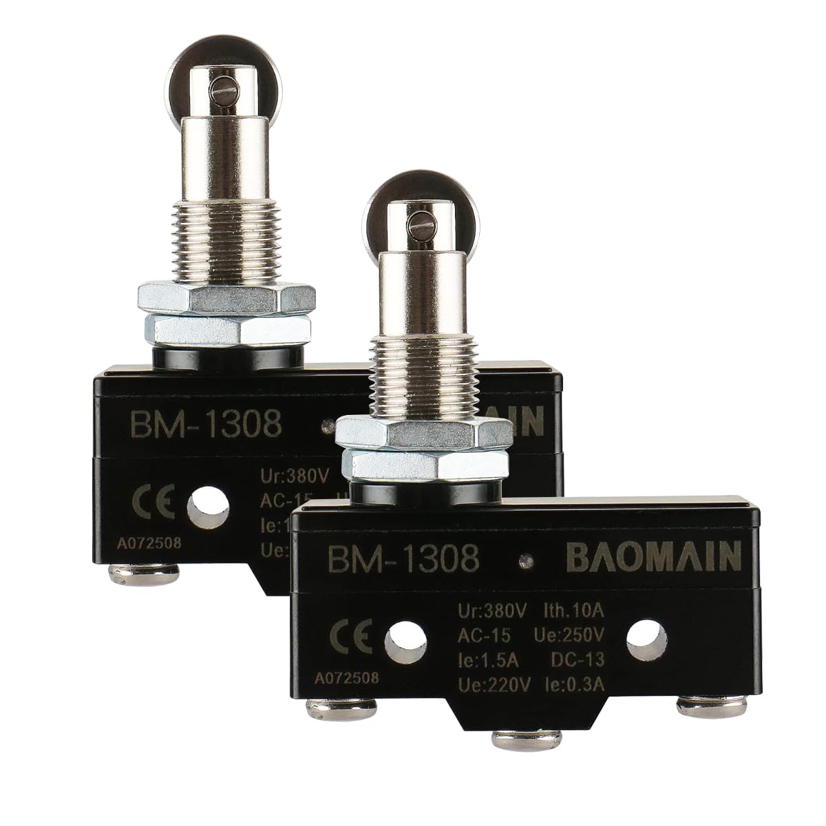 mihou　0823 Baomain Micro Switch TM-1308 Parallel Roller Plunger Momentary AC