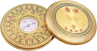 Outanaya Bússola Sobrevivência Feng Shui Peça Central Prosperidade Figura Riqueza Chinesa Lingote Fengshui Ferramenta Decorativa Luo Pan Yin Yang Ba Gua Feng Shui Luo Pan Viagem Ropan