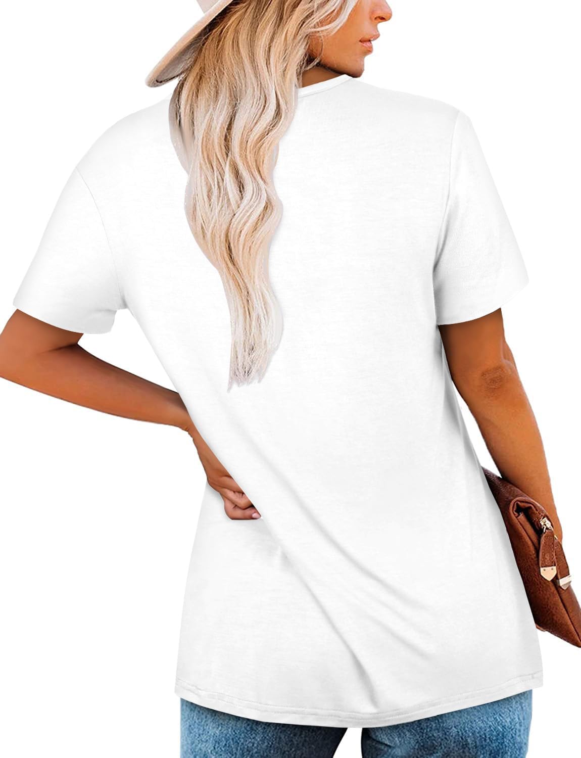 Mystry Zone Womens Henley V Neck Casual Blouse Button Down T Shirts Flare and Flowy Tops - Image 4