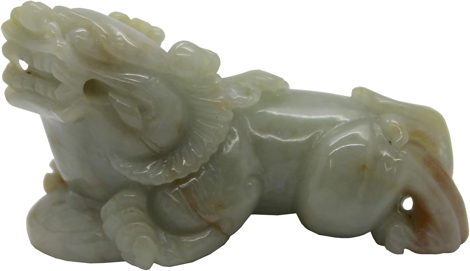 Hand Carved Natural Green Jade Feng Shui Lucky Pixiu Figure Pendant ak197N
