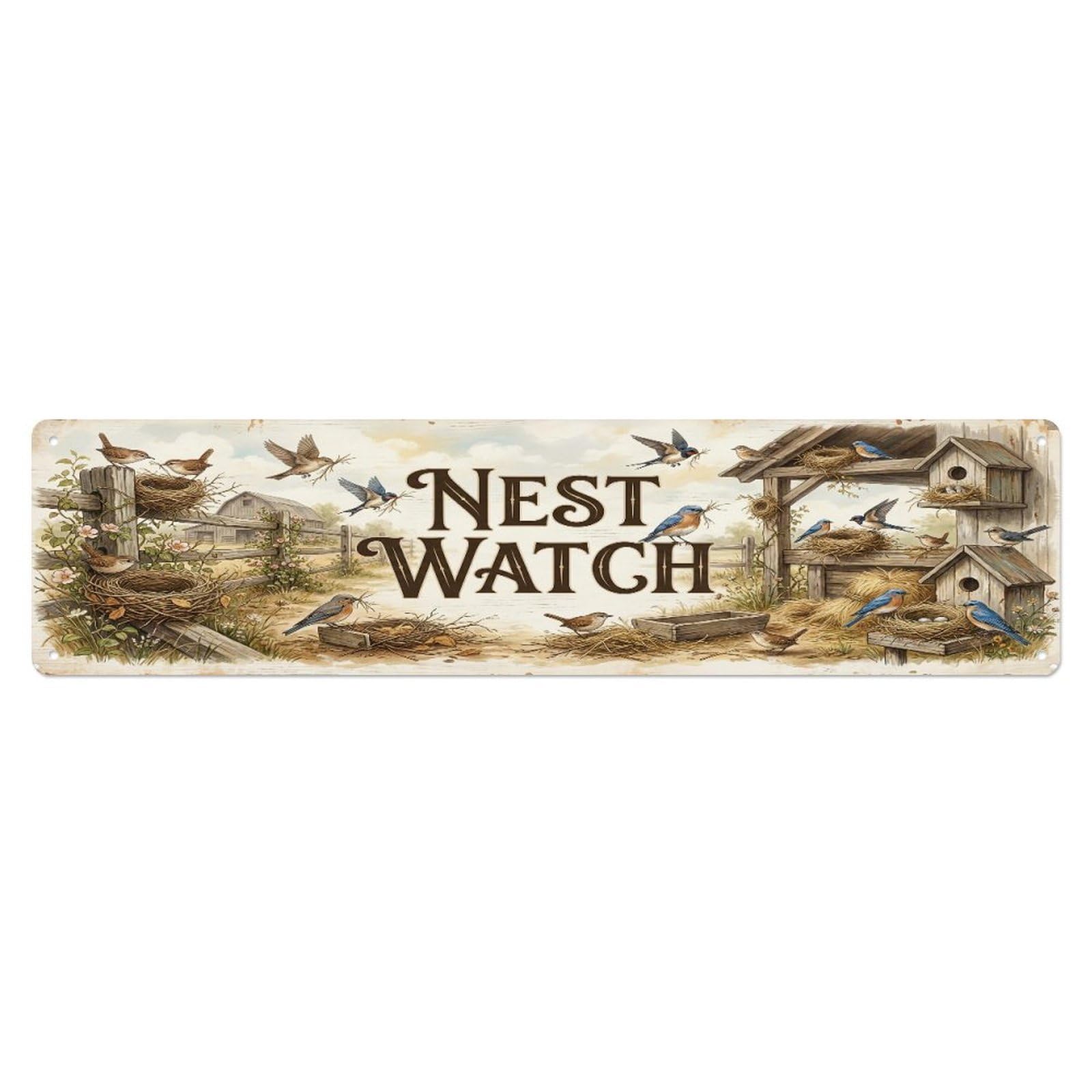 Xanthor Style Metal Tin Sign Vintage Nest On Bird Farmhouse Funny Bird Backyard Farm