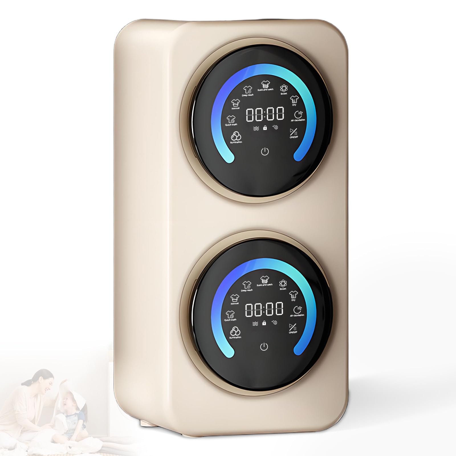 BANGBANGJI Lavadora compacta de Dos tinas con Tambor de 360° y Capacidad de Lavado de 3,5 l por Tina para Ropa pequeña, Ropa Interior y Calcetines Wallmount