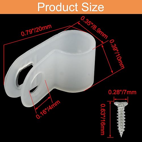 Miniatura 5 de Paquete de 60 abrazaderas de cable tipo R de 14 de pulgada de nailon con clips de sujeción de cable de montaje de tornillo para gestión de cables