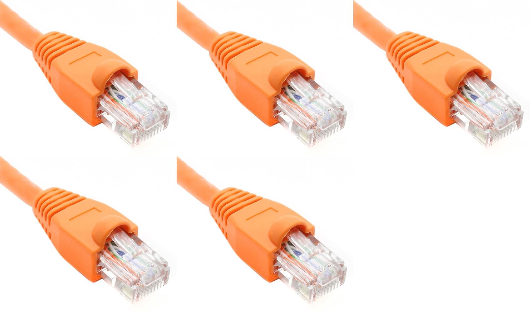 Ultra Spec Cables Opakowanie 5 - pomarańczowy kabel sieciowy 2FT Cat6 LAN Internet kabel krosowy RJ45 Gigabit