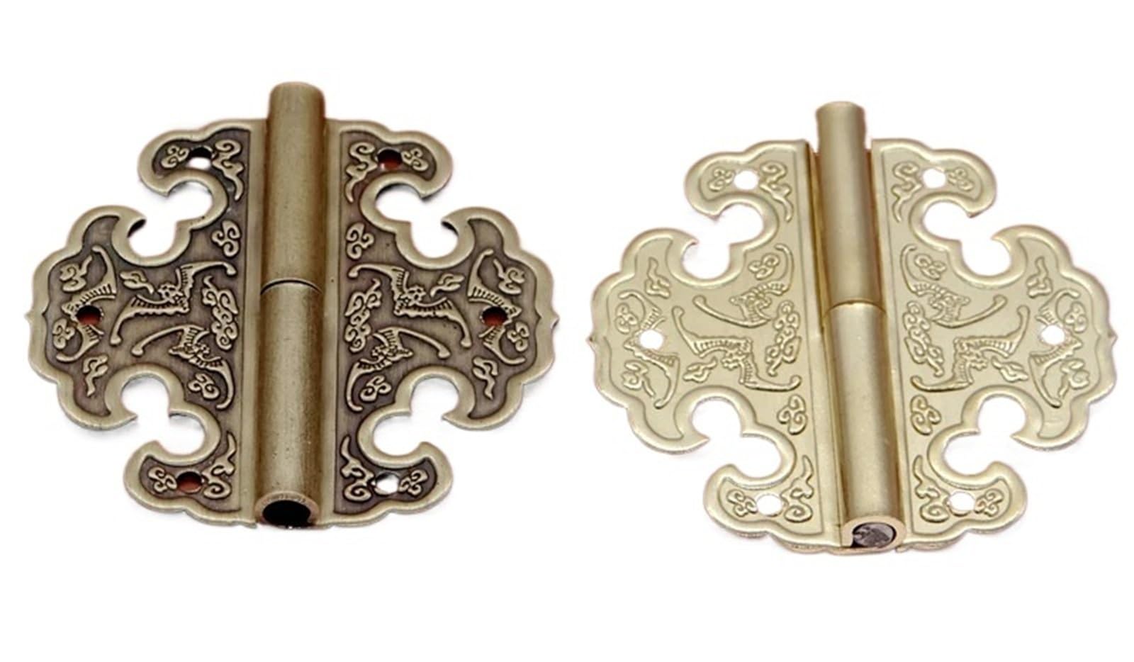 Rmwkrmogrf 6.5Cm Bronze Right Brass Hinge Wooden Jewelry Box Cabinet Cupboard Door Embossed Decorative Furniture Hardware 1Pcs(6.5Cm Bronze Right)