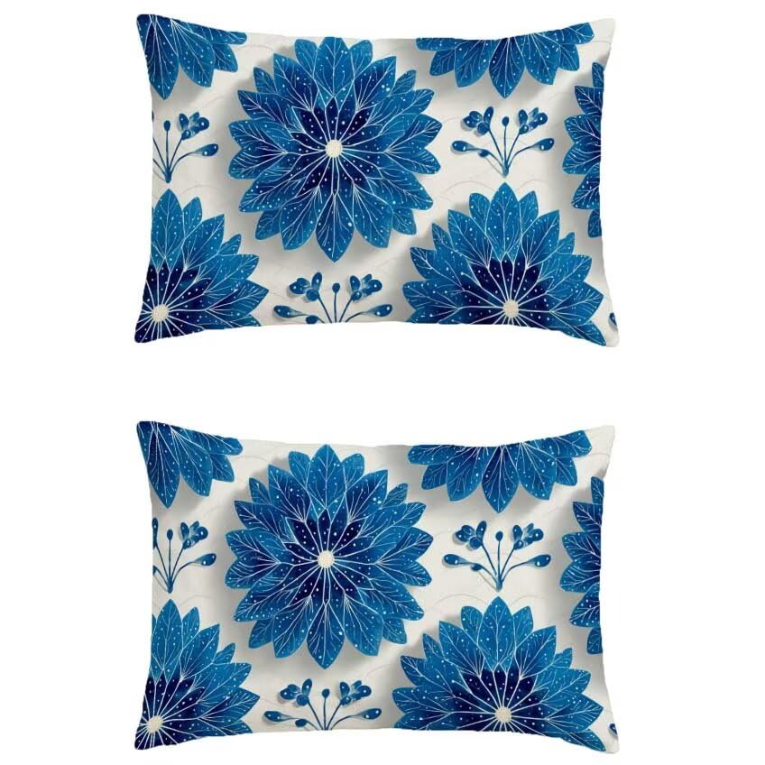 Housse de coussin 60x90cm rectangulaire bleu lin pour patio