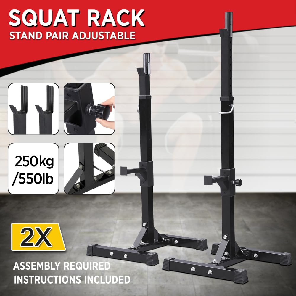 Abician Cages de Squat, Rack Squat Repose Haltère Réglable 14 Niveaux Repose Barre Musculation Supports Charge Max.250 kg Rack Musculation Noir