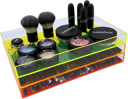 Miniatura 4 de Electric Neon Luxe Clear Acrylic apilable cosméticobandeja de joyería - naranja caliente