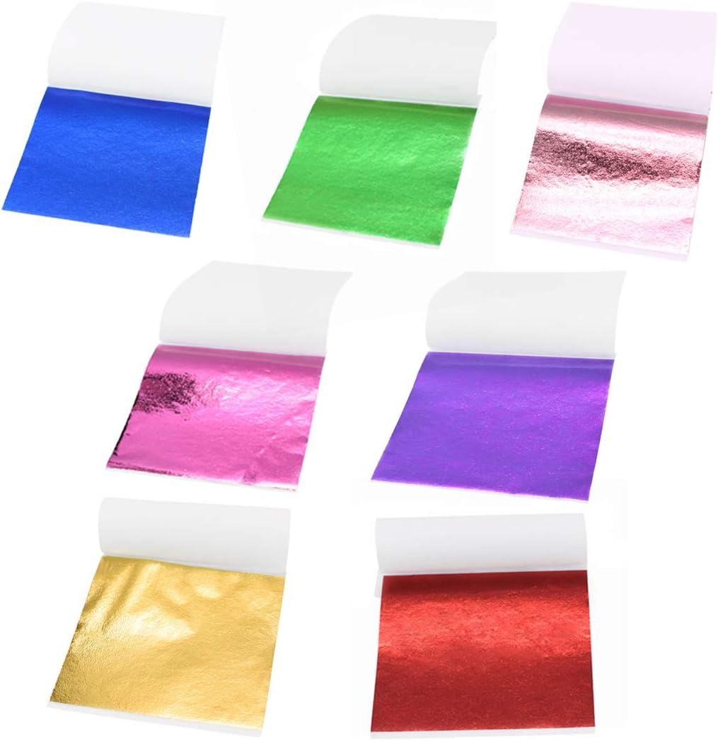 AIPP 350 Sheets Multi-Color Imitation Gold Leaf Sheet Foil Paper for Arts Craft, DIY Projects, Slime Nails Paintings Statues Face Wall Furniture Decorations, 3.15 by 3.35 Inches