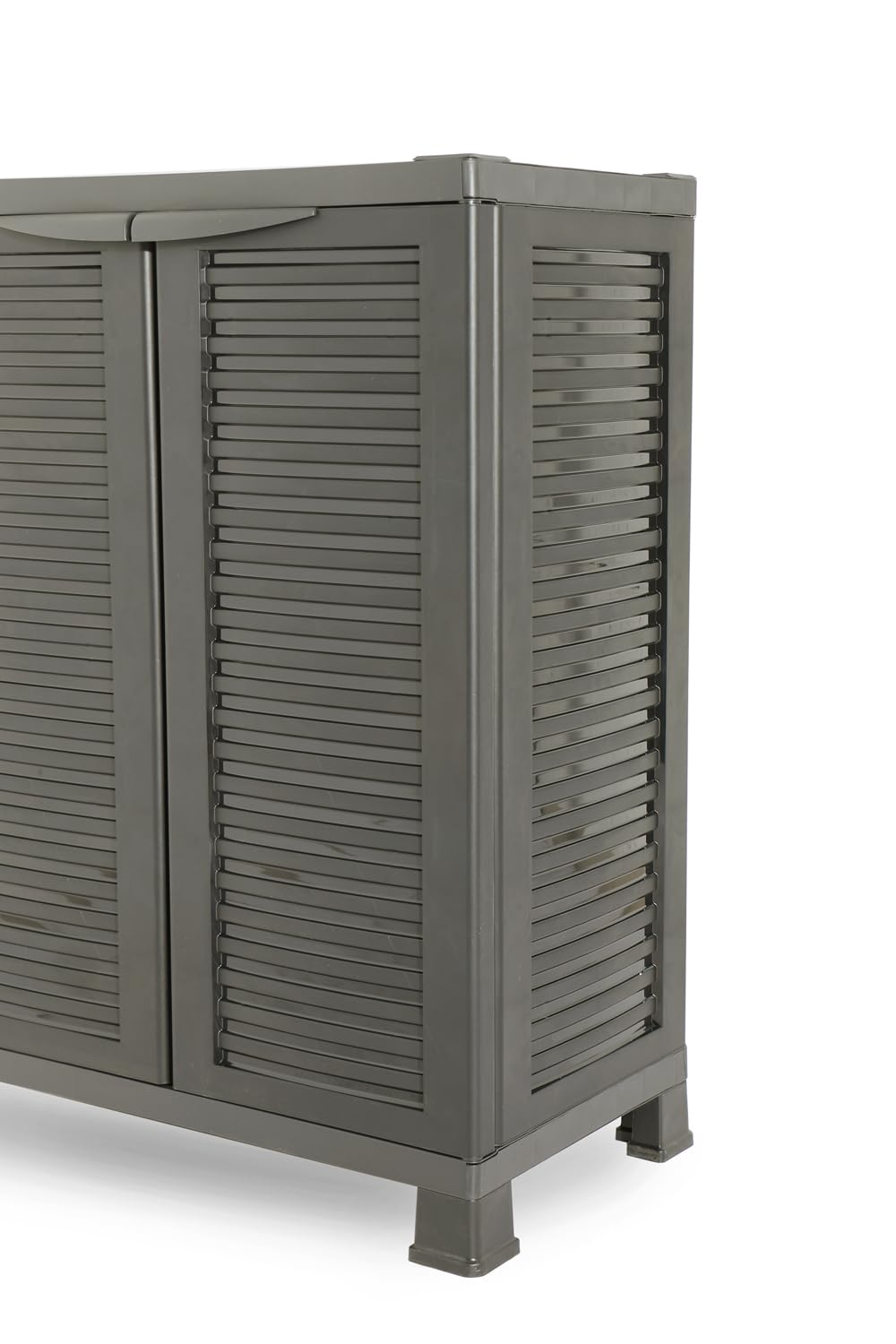 Kreher Kunststoffschrank Star Mittler, 92 x 68 x 40 cm cm, mit 1 Einlegeböden, verstellbar, je 20 kg Tragkraft - mittlere Version Schwarz (mittel)