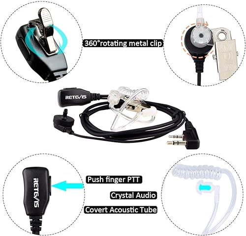 Miniatura 8 de Retevis RT68 Two-Way Radios Long Range, Walkie Talkies for Adults, 2 Way Radio with Earpiece, Walkie Talkie Rechargeable with Charging Base, for