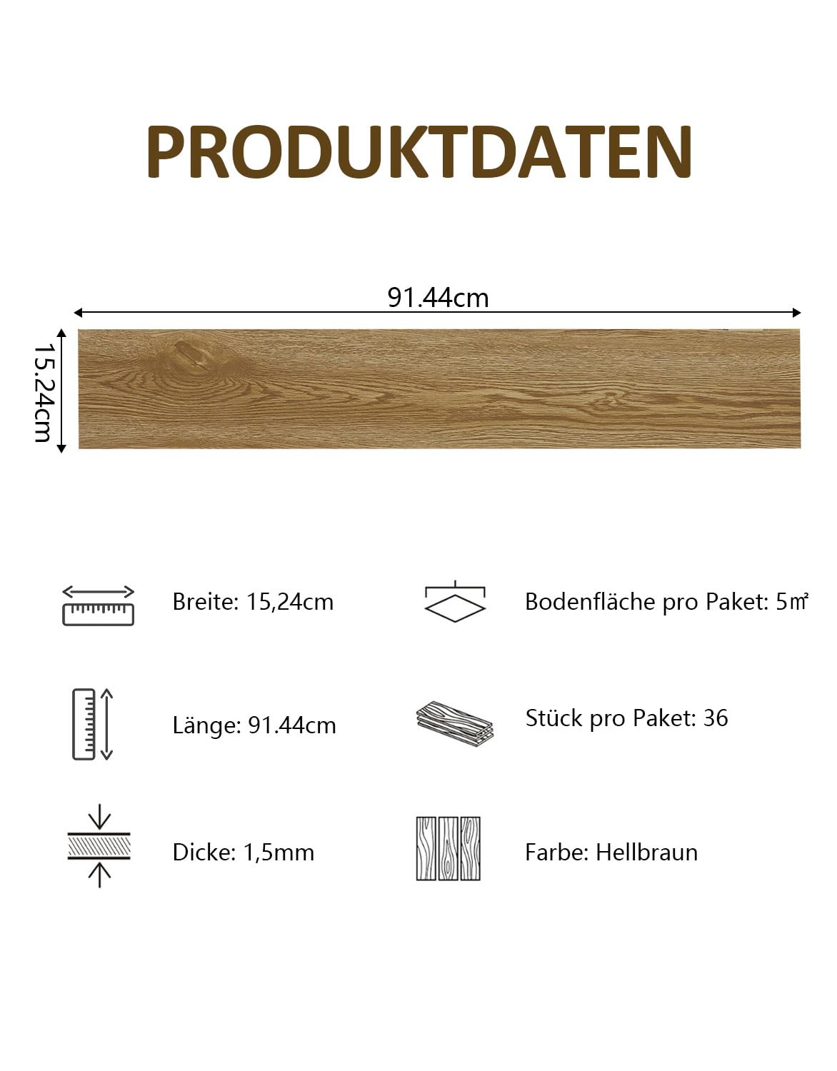 36 unidades – 5 m² PVC suelo autoadhesivo suelo de vinilo baldosas