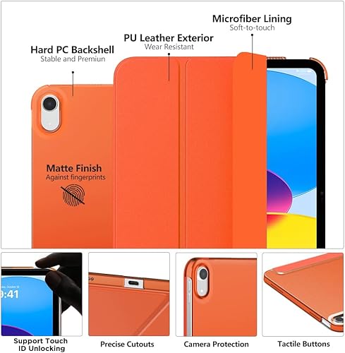 Miniatura 3 de MoKo Funda para iPad (A16) de 11 generación de 11 pulgadas 2025, funda para iPad de 10.9 pulgadas 2022, carcasa trasera translúcida de policarbonato