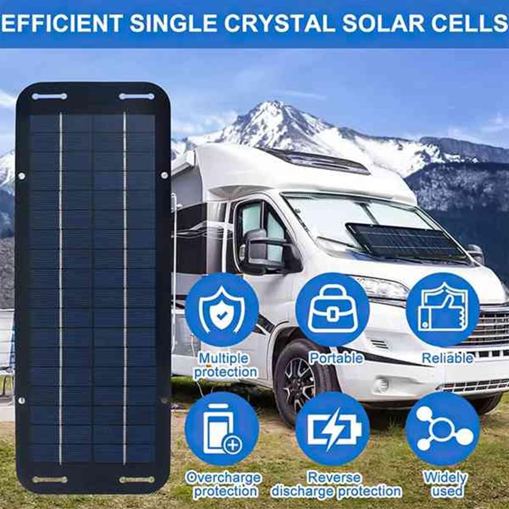 Joselin Kit de panel solar de 60 W 12 V impermeable para acampar al aire libre cargador de batería con cargador de coche USB para coche, autocaravana, caravana