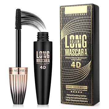4D Silk Fiber Lash Mascara- Waterproof Mascara Black Volume and Length, Easily to Create Amazing Lashes for Thicker, Long Lasting and Curly Eyelashes