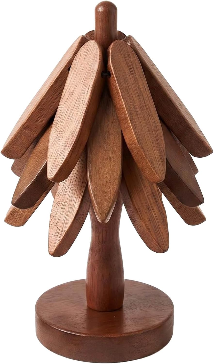 Wooden Trivets for Hot Dishes, 3 Wooden Tree-Trivet Set, Wood Coasters Like Christmas-Tree
