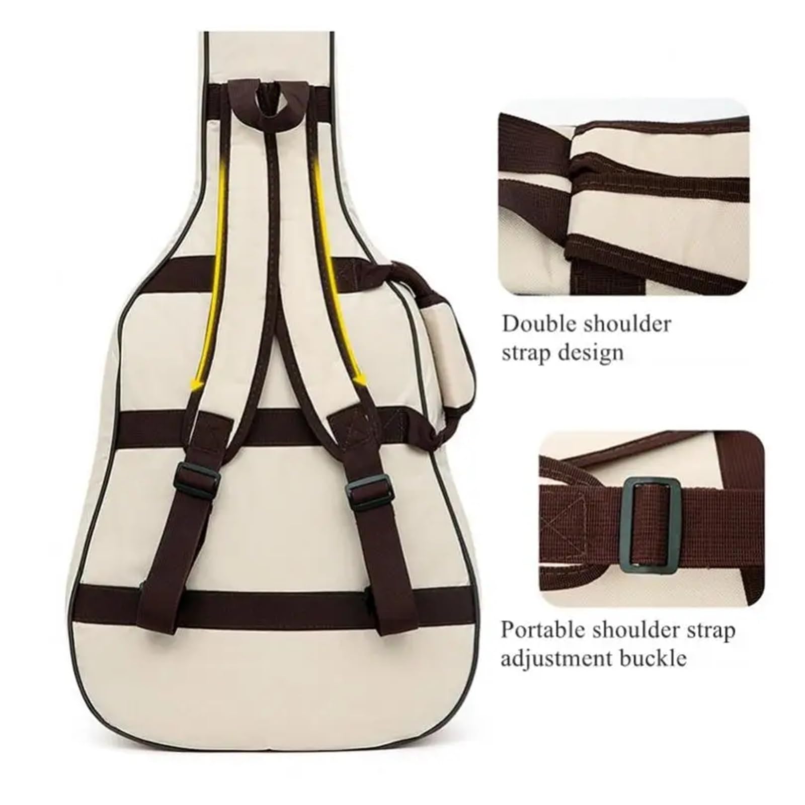 Funda de Guitarra Impermeable con Relleno 10 mm Grosor for Guitarras acústicas 40 a 41 Pulgadas Correa for el Cuello, Funda Blanda for para Actuaciones Y para Tocar Instrumentos(Beige)