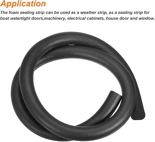 Miniatura 3 de uxcell Tira de sellado de goma de espuma, 0.87 pulgadas de diámetro x 3.3 ft de largo redondo EPDM de goma sólida para reducir el ruido, golpes y