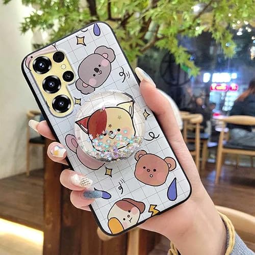 Phone Case Compatible with Oukitel C68, Glitter Durable Anti-knock Waterproof Quicksand TPU Simplicity Rotatable stand Cartoon B