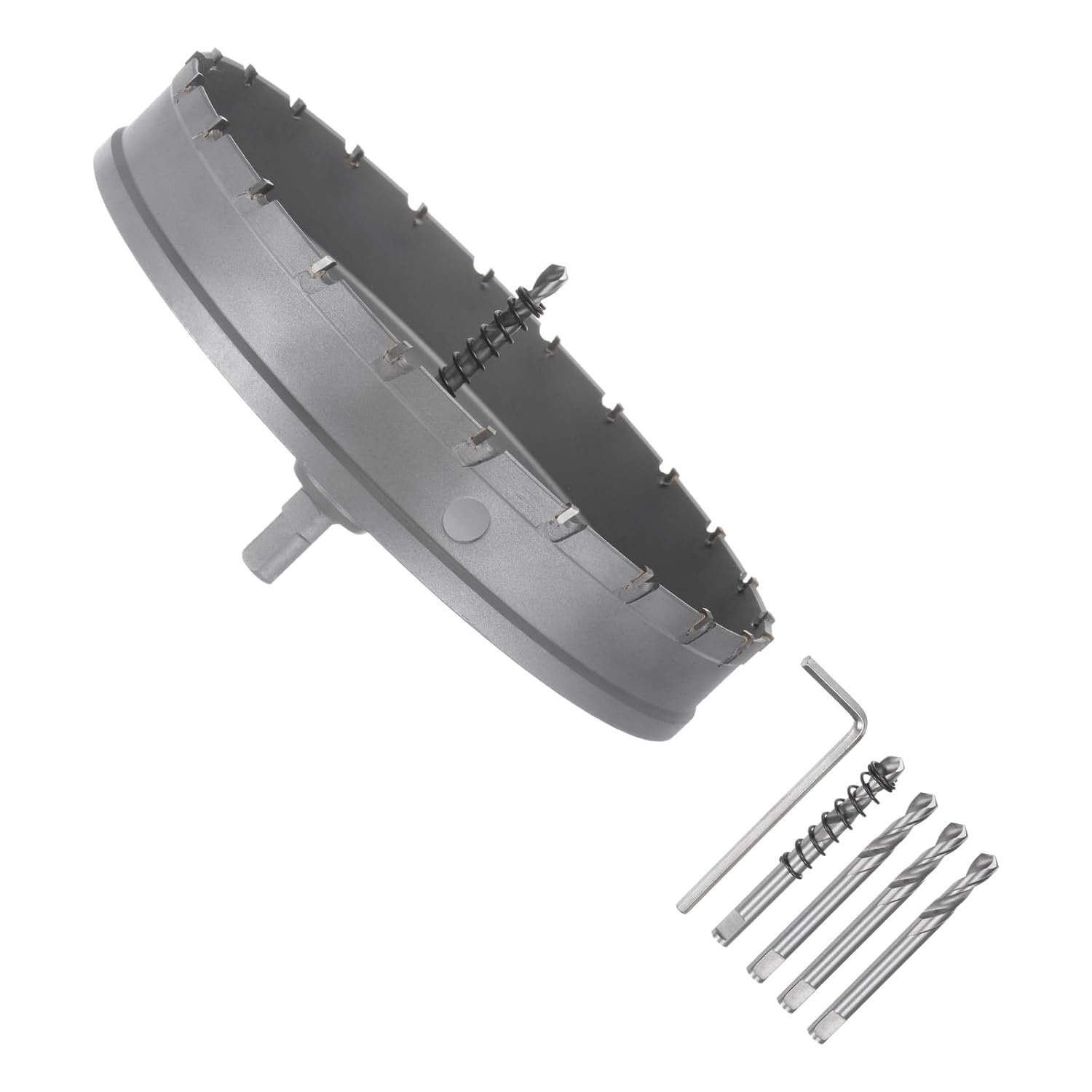 HARFINGTON Carbide Hole Saw Kit 200mm (7-7/8") Metal Hole Cutter Set with 5pcs Center Drill Bits Springs 1pcs Wrench for Stainless Steel Copper Iron Aluminum