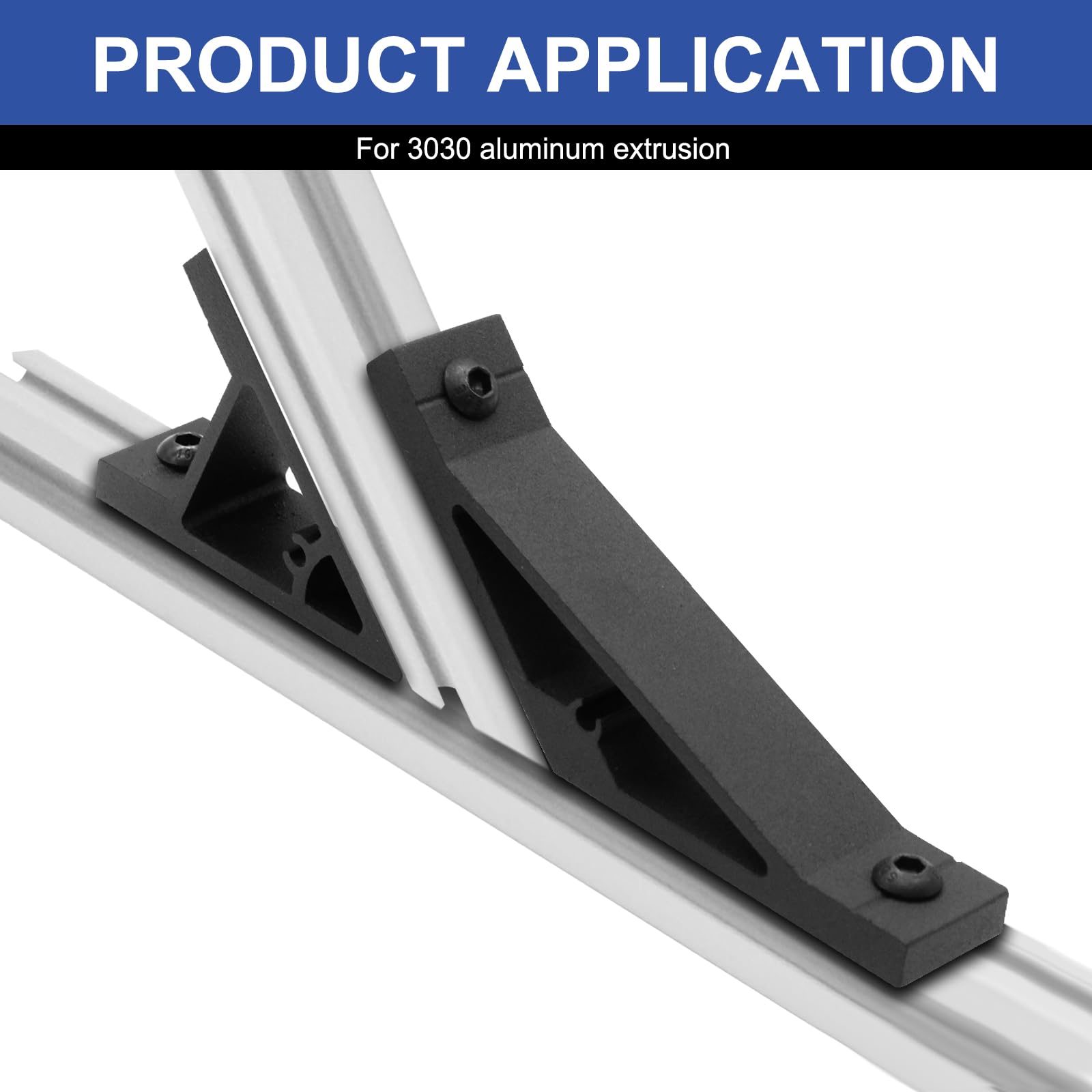 iMetrx 8 Pcs 3030 45 and 135 Degree Angle Corner Bracket Black 3030 Extrusion Hardware T-Slot V-Slot Accessories with Screws and Nuts for 30x30 Aluminum Extrusion Connector 3D Printer Accessories - Image 4