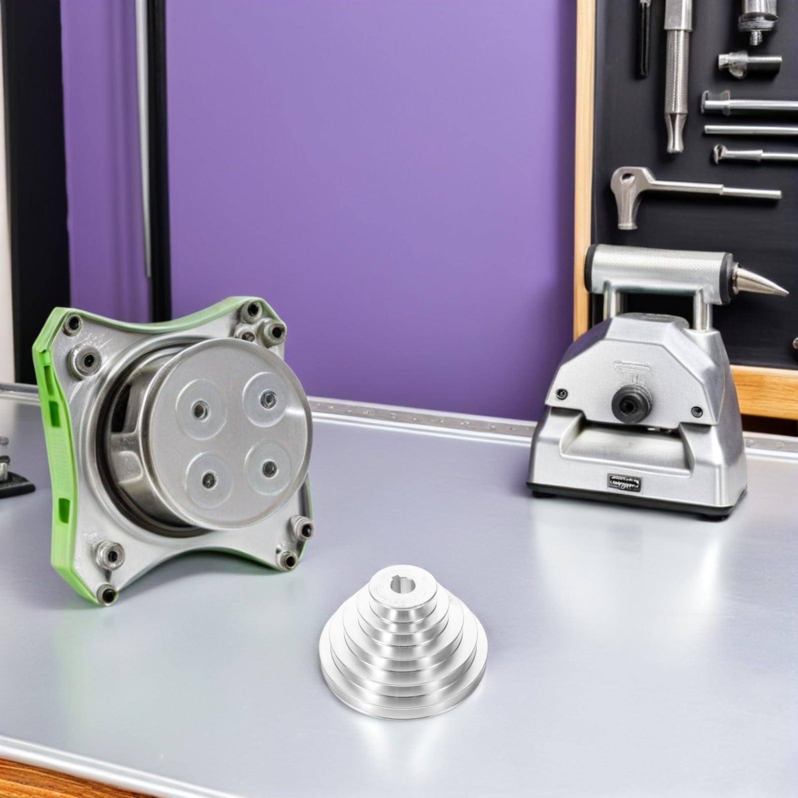 Kichvoe Polea de Aluminio de 5 Pasos para Taladro de Columna Diámetro Interior de 20mm y Chavetero de 6mm, Transmisión Estable y Fácil Instalación para Uso Industrial y Bricolaje