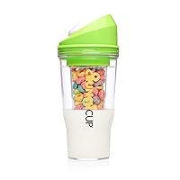 Vista 1 de CRUNCHCUP XL - Vasos de cereales de plástico portátiles para el desayuno sobre la marcha, recipiente para cereales y leche para tus cereales de Verde