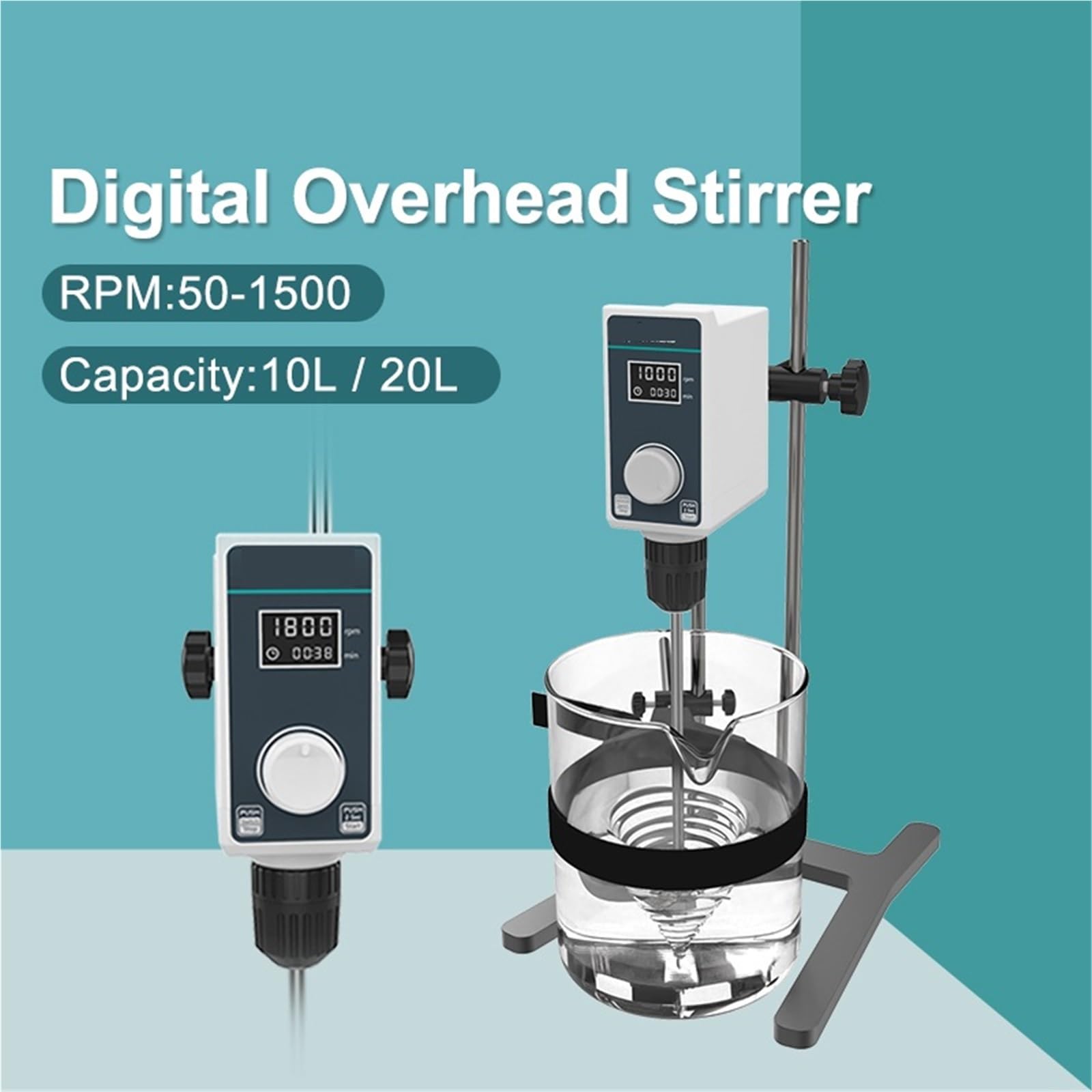 Agitador eléctrico de laboratorio con pantalla digital, mezclador de varillas, equipo de laboratorio, 20 l, 1500 rpm(H-shaped Stand)