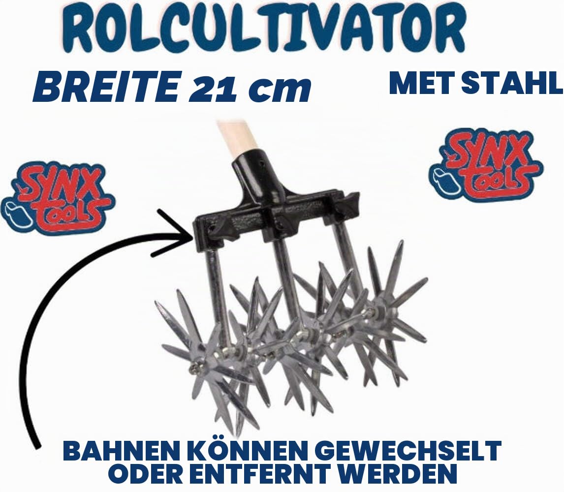 Rollkultivator mit Stiel 150 cm - gartenkralle bodenhacke Rollhacke Gartenfräse Bodenkrümler Kultivator Sternfräse Krümler Kultivator-Werkzeug zur Bodenmischung