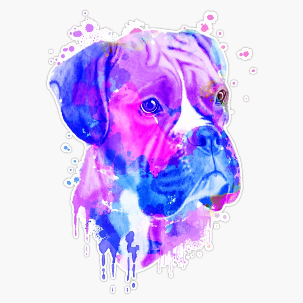 Boxer Watercolor, Boxer Painting, Boxer Portrait, Boxer Art, Boxer Illustration Sticker Vinyl Waterproof Sticker Decal Car Laptop Wall Window Bumper Sticker 5"
