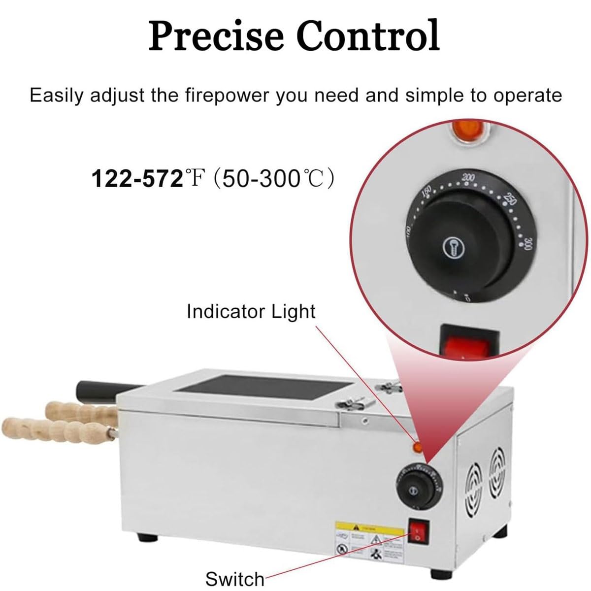 Four à cheminée Professionnel pour gâteaux et Petits Pains, 1500 W, avec 2 Rouleaux de Cuisson, idéal pour Restaurants, Cuisines domestiques et Snacks. Parfait pour la CU