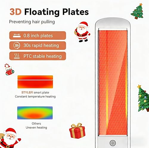 Miniatura 8 de Mini plancha alisadora de pelo, plancha plana de iones negativos de doble voltaje, calentamiento rápido de 15 segundos y 3 temperaturas ajustables,